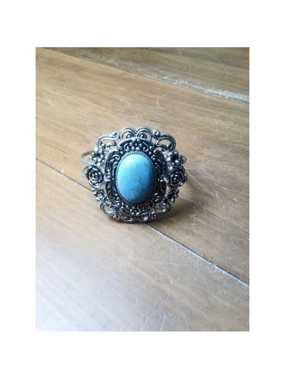Silver Turquoise Bracelet One Size